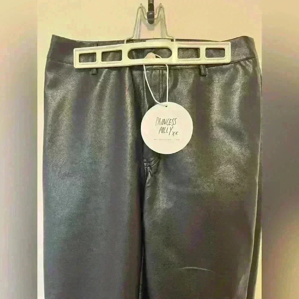 Princess Polly Macey black pleather pants , sz 8 - Picture 5 of 13